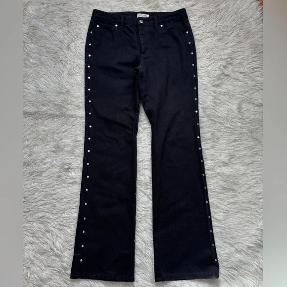 Michael Michael Kors Black Women’s Flare Stud Side Button pants Jeans Size 6 - Picture 4 of 16